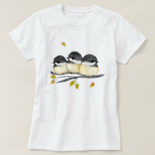 Camiseta Pájaro pequeño 3 pollos en rama de árbol