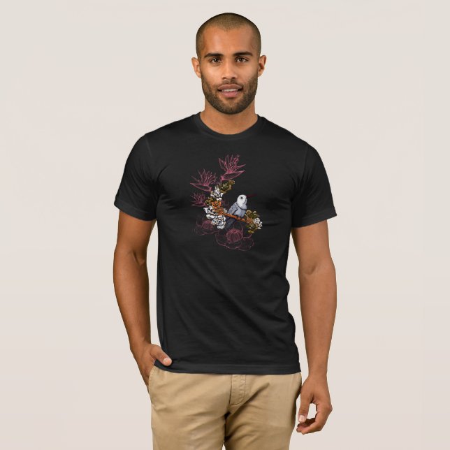 Camiseta Pájaro pequeño con flores (Anverso completo)