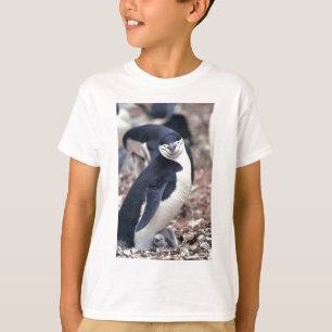 Camiseta Pájaro pingüino animal morado agua blanca negra