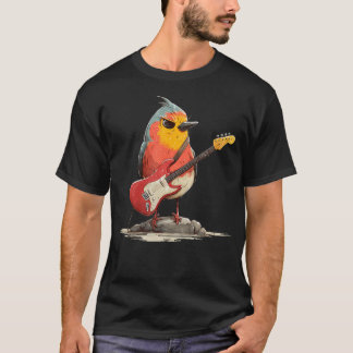 Camiseta Pájaro Robin Gruñón Con Guitarra Eléctrica Para Am