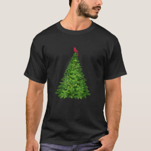 Camiseta Pájaro rojo cardenal en Navidades de pinos