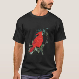 Camiseta Pájaro rojo cardinal del norte en rama de árbol Lo