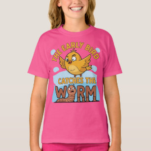 Camiseta Pájaro Tempranero Atrapa Gusano Divertido