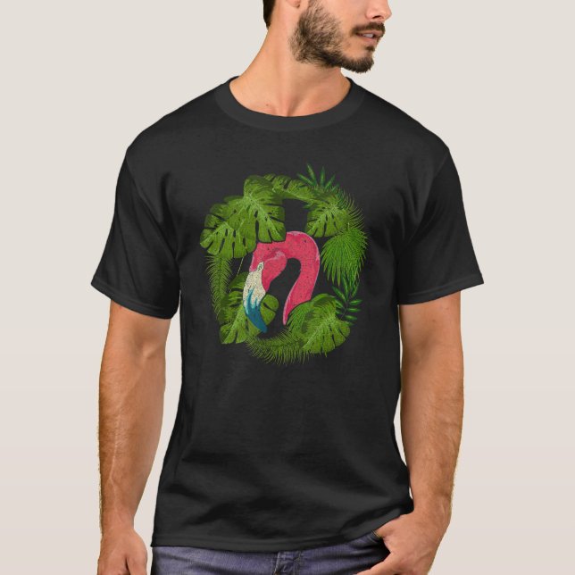 Camiseta Pájaro tropical Exótico Animal Pink Flamingo (Anverso)