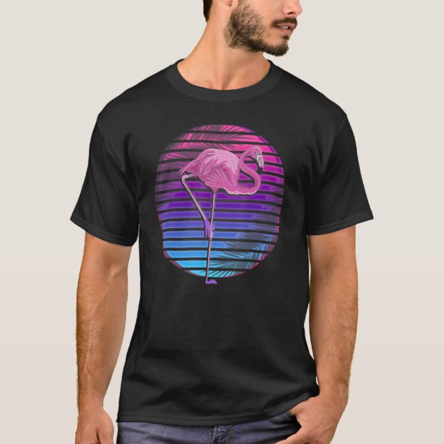 Camiseta Pájaro Tropical Retro Animal Exótico Vaporwave Ros (Anverso)