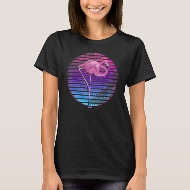 Camiseta Pájaro Tropical Retro Animal Exótico Vaporwave Ros (Anverso)