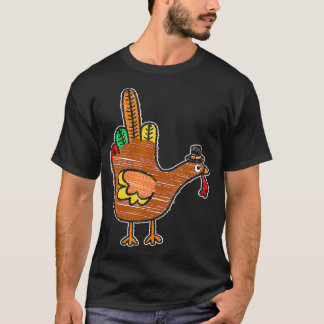 Camiseta Pájaro turco de Acción de Gracias por el Dedo Medi
