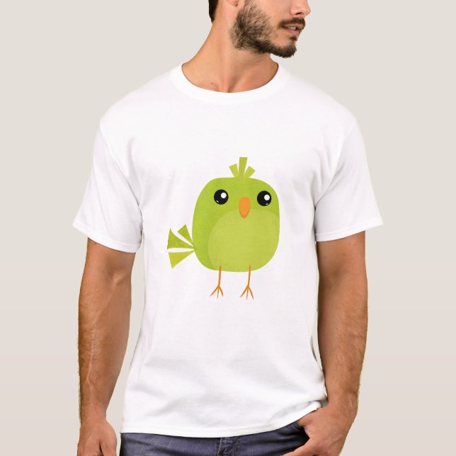 Camiseta Pájaro Verde Dibujos Animados   (Anverso)