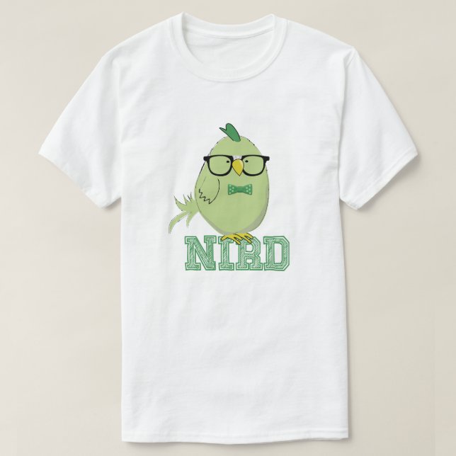 Camiseta Pájaro Verde Lindo Nerdo (Diseño del anverso)