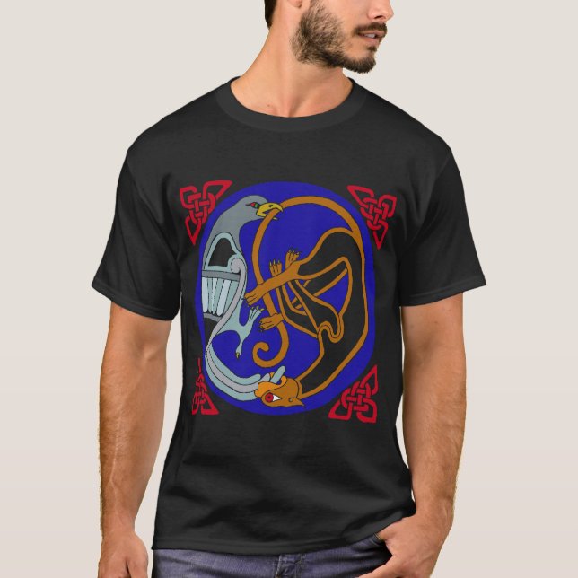 Camiseta Pájaro y gato célticos (Anverso)