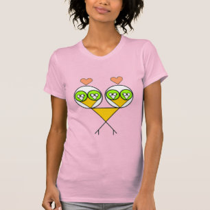 Camiseta Pájaros amorosos lindos rosados caprichosos con co