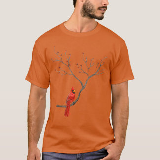 Camiseta Pajaros Cardinales Rojos Femeninos Amantes De Aves