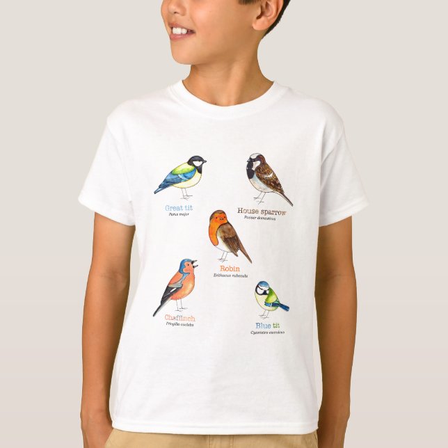 Camiseta Pájaros coloridos del jardín (Anverso)