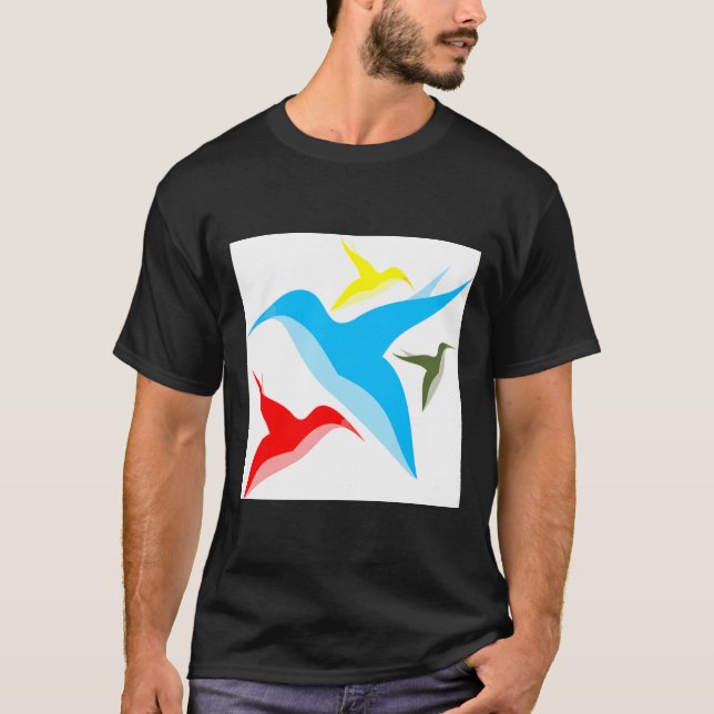 Camiseta Pájaros coloridos sobre (Anverso)