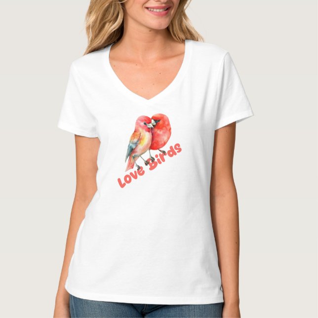 Camiseta Pájaros de Amor de San Valentín (Anverso)