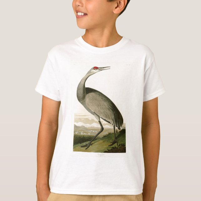 Camiseta Pájaros de John James Audubon de la grúa de (Anverso)