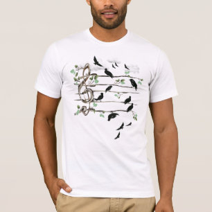 Camiseta Pájaros de la nota musical - negro