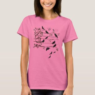 Camiseta Pájaros de la nota musical - negro