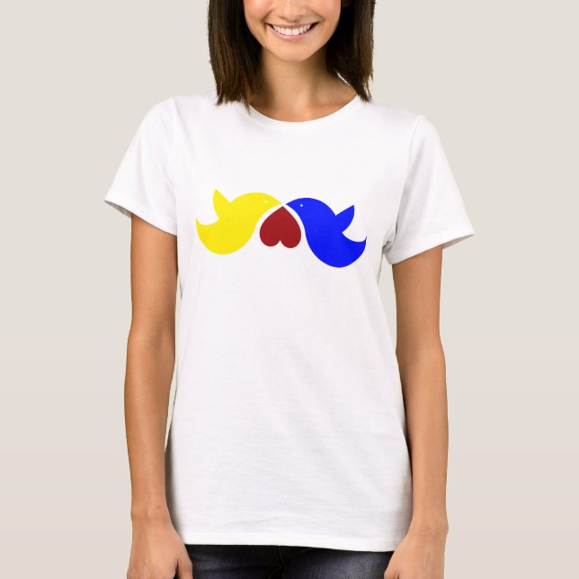 Camiseta Pájaros del amor con el corazón (Anverso)