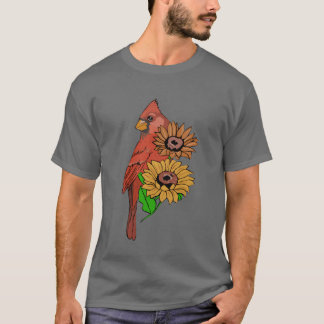 Camiseta Pájaros del cardenal de los girasoles adoran a los