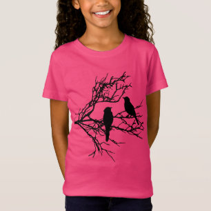 Camiseta Pájaros en una rama, silueta negra