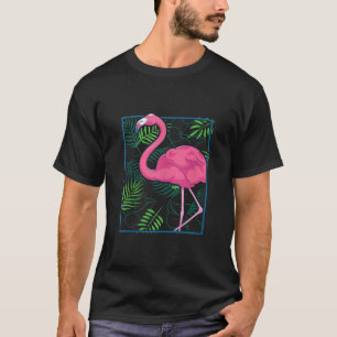 Camiseta Pájaros extraños de aves de palma Flamingo Rosado 