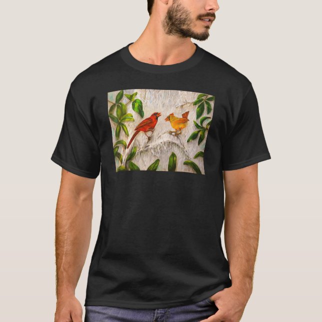Camiseta Pájaros rojos del cardenal de los pájaros (Anverso)