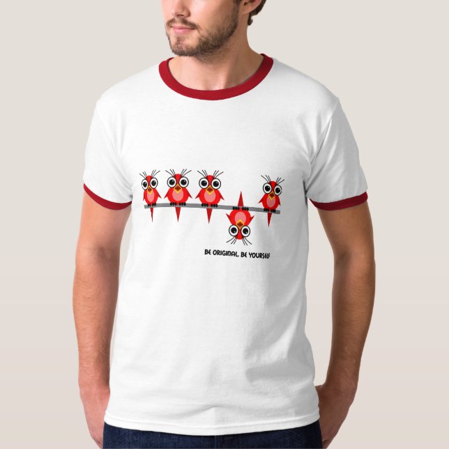 Camiseta pájaros rojos lindos (Anverso)