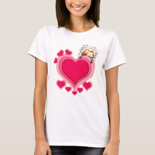 Camiseta Pájaros románticos en rama Día de San Valentín y c