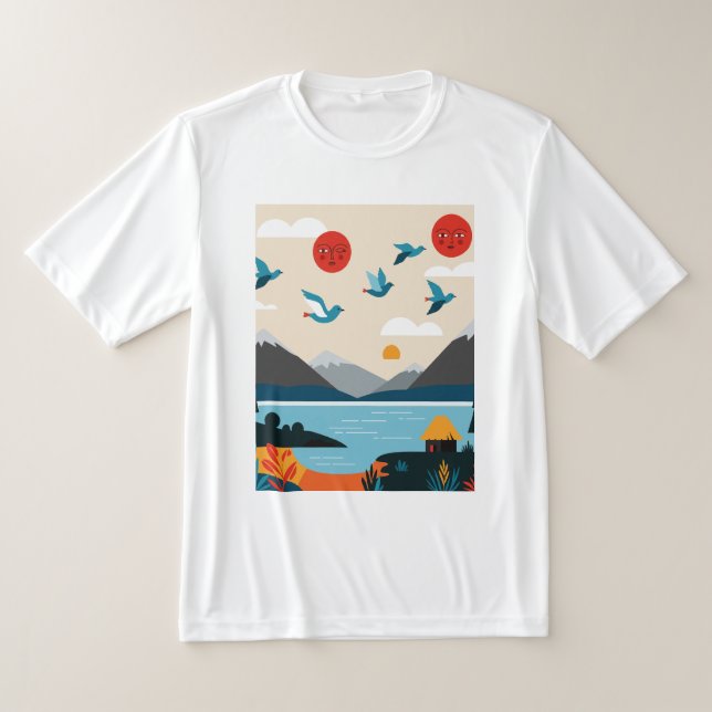 Camiseta Pájaros sobre un lago (Distribución)