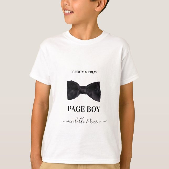 Camiseta Paje Cortejo Nupcial Boda Negro & Blanco (Anverso)