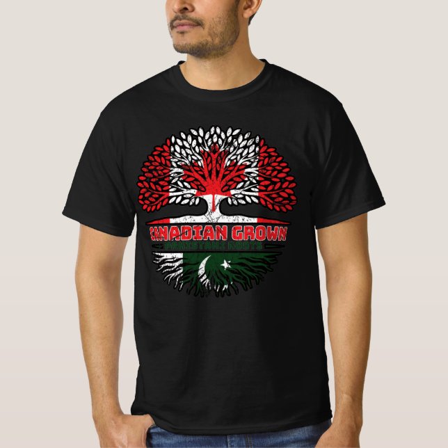 Camiseta Pakistán Árbol canadiense paquistaní con bandera (Anverso)