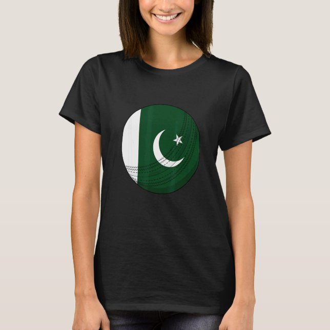 Camiseta Pakistan Cricket Ball Pakistan People Cricket Fan  (Anverso)