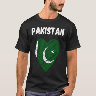 Camiseta Pakistán: Fiesta de bandera de Pakistán corazón a