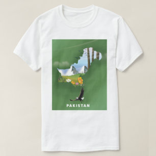 Camiseta Pakistán ilustró un mapa de viajes.