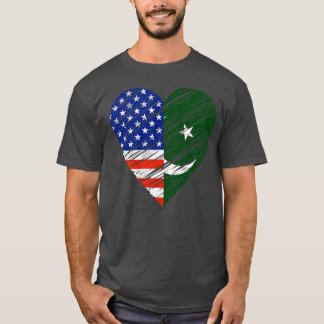 Camiseta Pakistán USA bandera norteamericana de corazón ban