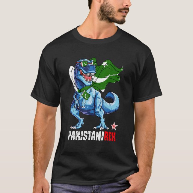 Camiseta Pakistanirex Orgullosa bandera paquistaní divertid (Anverso)