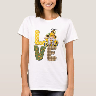 Camiseta Palabra "Country LOVE" con Gnomess y Sunflowers