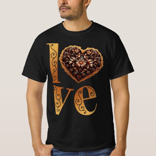 Camiseta Palabra de amor con corazón rosa filigresco románt (Anverso)