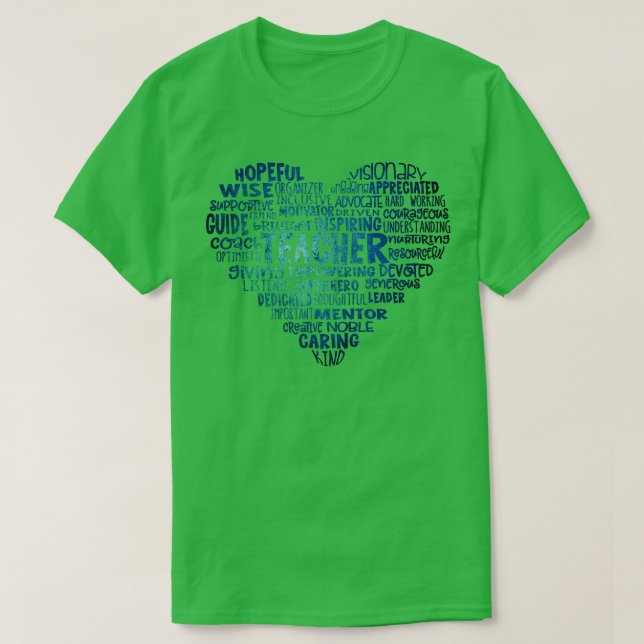 Camiseta Palabra de corazón del profesor Nube Azul (Diseño del anverso)