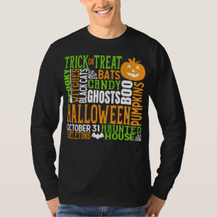 Camiseta Palabra de Halloween Salto Colorful Cute Spider Ca