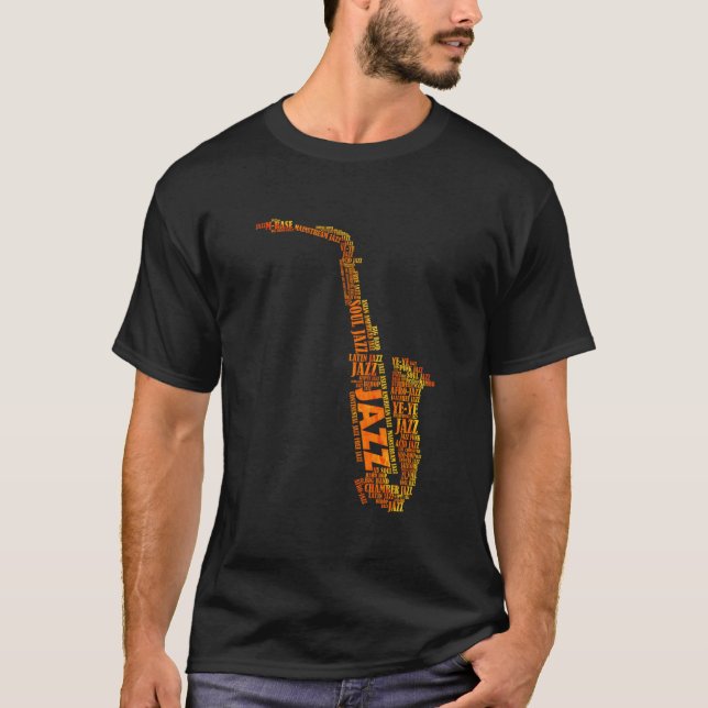 Camiseta Palabra de Jazz de Saxofón (Anverso)