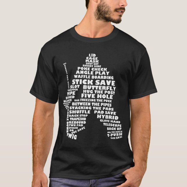 Camiseta Palabra de portero de hockey Arte Typografía de ca (Anverso)