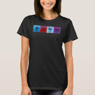 Camiseta Palabra de tabla periódica del genio elemental