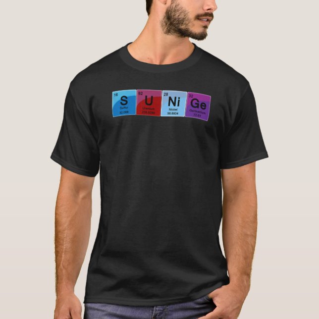 Camiseta Palabra de tabla periódica del genio elemental (Anverso)