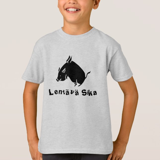 Camiseta Palabra finlandesa para el cerdo volador (Anverso)