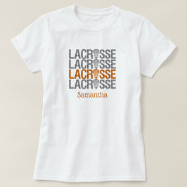 Camiseta Palabra Lacrosse alterada de Naranja quemado