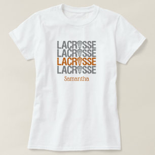 Camiseta Palabra Lacrosse alterada de Naranja quemado