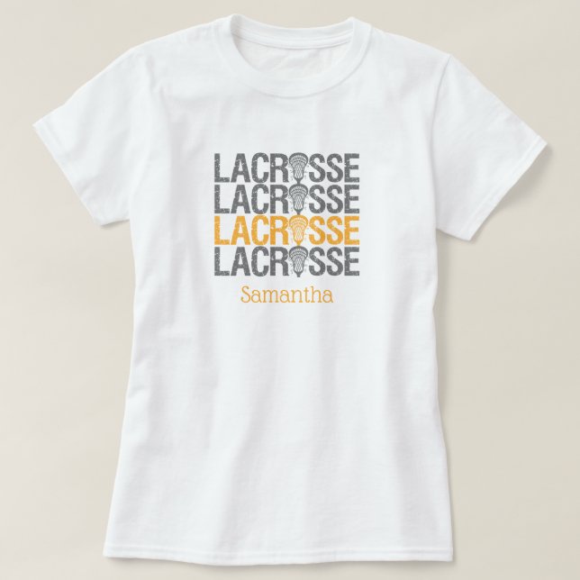 Camiseta Palabra Lacrosse con problemas amarillos (Diseño del anverso)