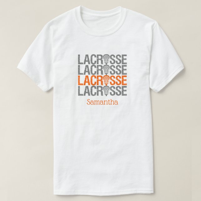Camiseta Palabra Lacrosse con problemas de naranja (Diseño del anverso)